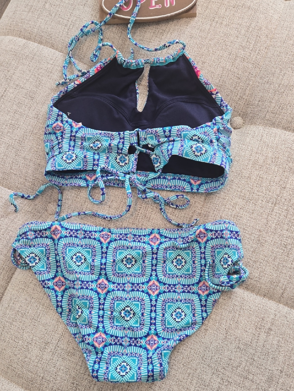 Athleta Turquoise Patterned Two-Piece Bikini - Picture 6 of 14